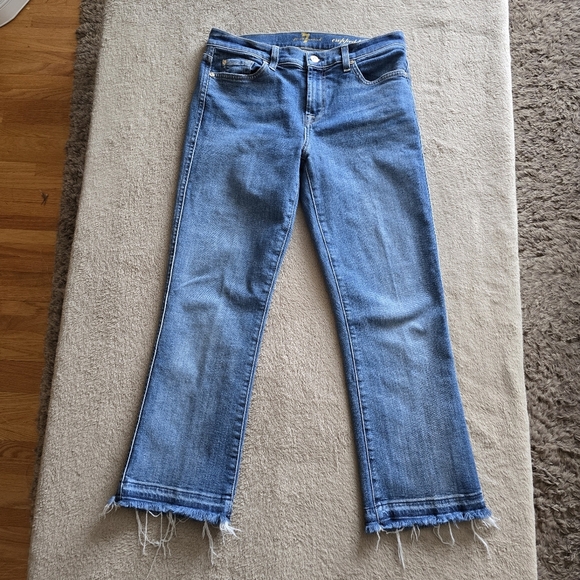 7 For All Mankind Cropped Boot frayed hems jeans size 29 - Picture 4 of 12